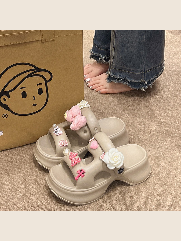 Bow Flower Platform Slides – 2-Way Cute Summer Sandals