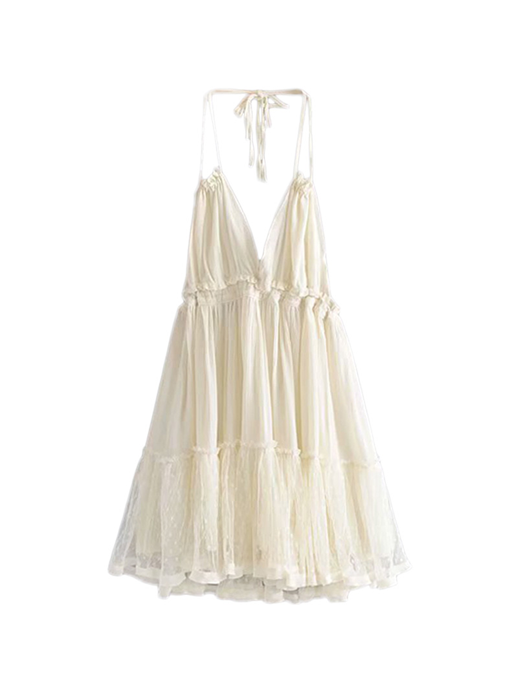 Lace Halter Backless Maxi Dress