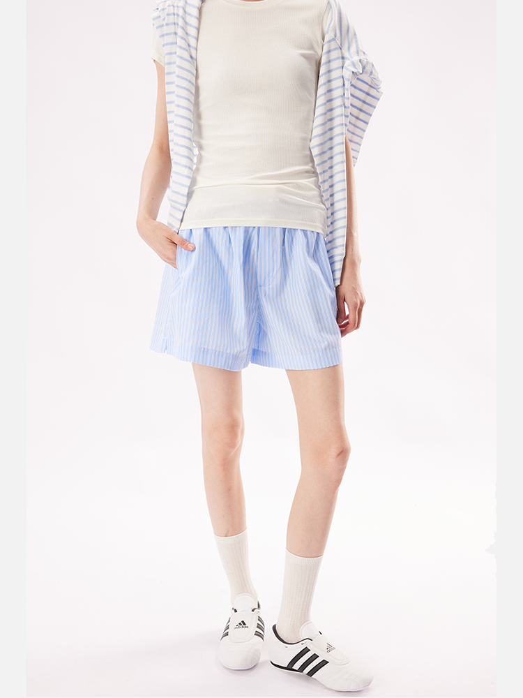 Blue Dual-Waistband Quick-Dry Summer Shorts for Women