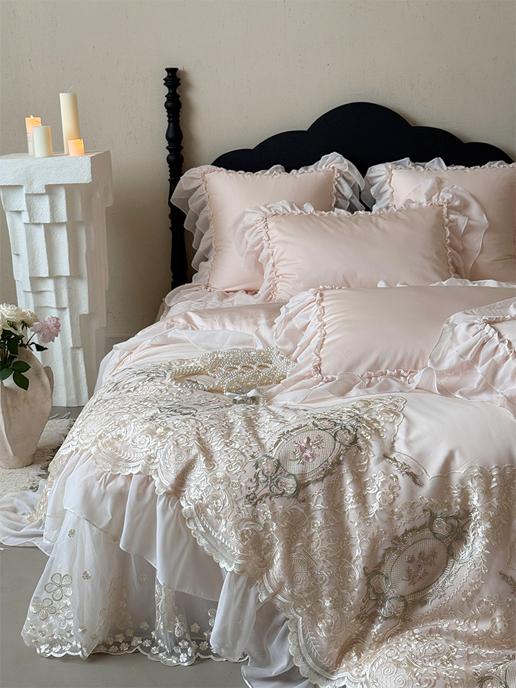 French Vintage Luxury Bedding Set Long Staple Cotton Flat Sheet