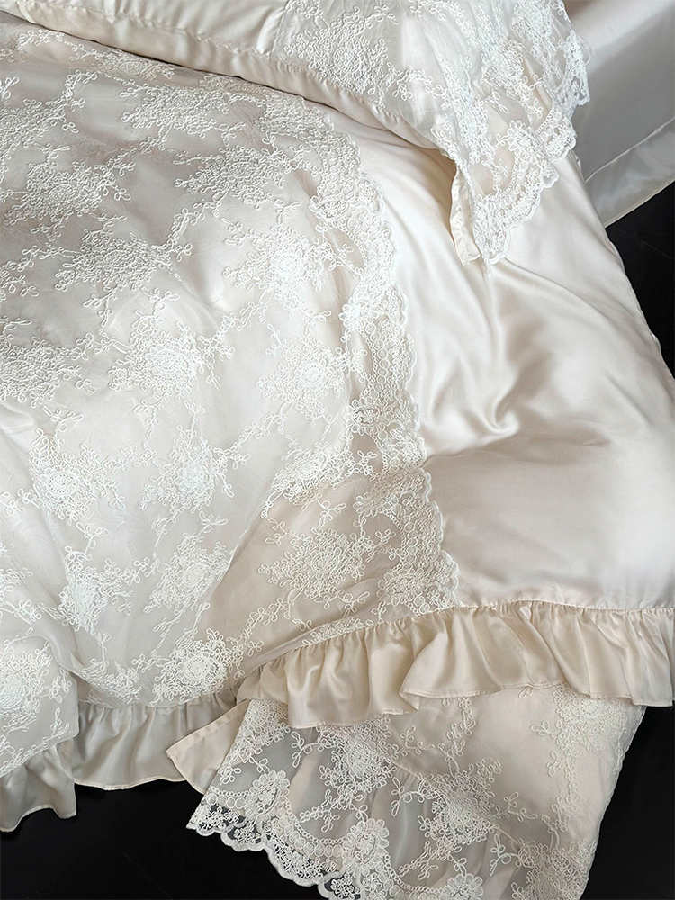 Light Luxury Lace Cotton Bedding Set Long Staple High Thread Flat Sheet