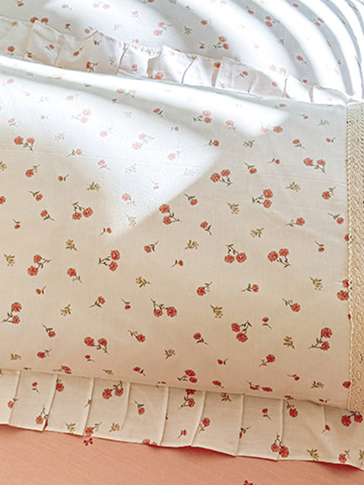 Princess Style Bedding Set Floral Ruffle Cotton Flat Sheet