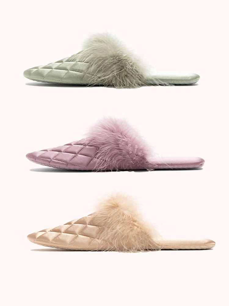 Closed-Toe Fuzzy House Slippers Quiet Indoor Home