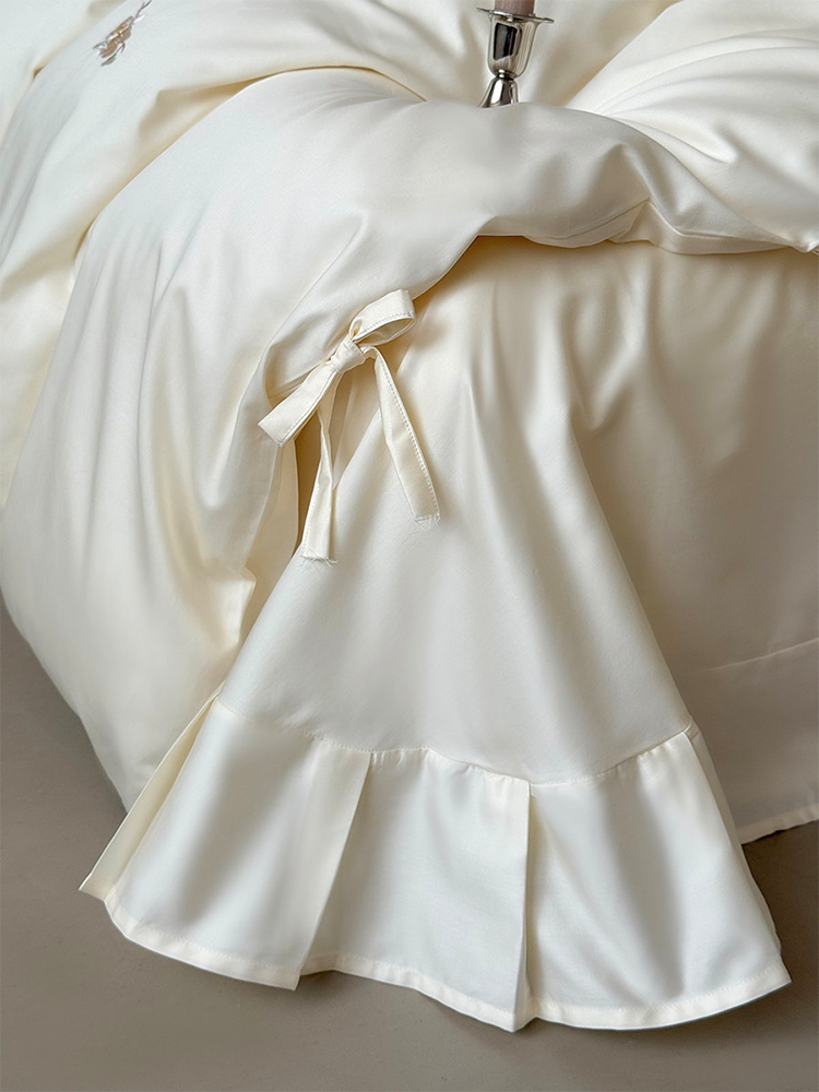 French Light Luxury Long Staple Cotton Bedding Set Elegant Flat Sheet