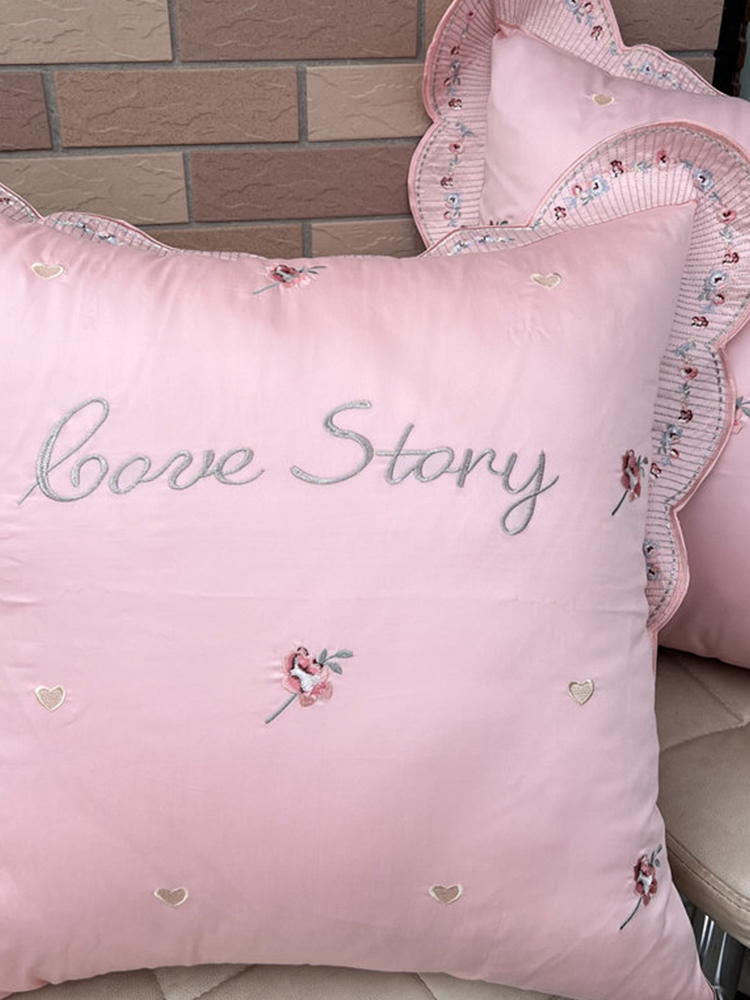 Long Staple Cotton Embroidered Throw Pillow Cushion