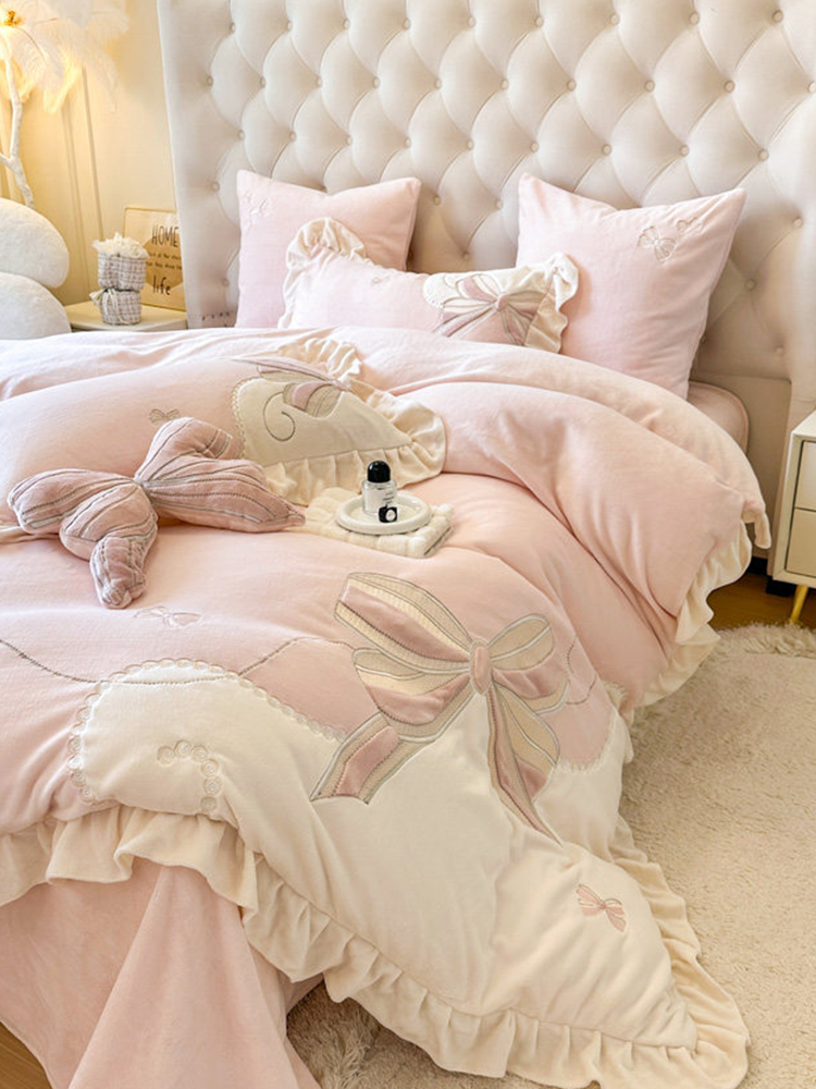 Romantic Princess Ultra Soft Plush Fleece Bedding Set Flat Sheet