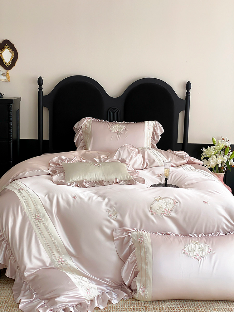 Luxury Long Staple Cotton Bedding Set High Density Silky Flat Sheet