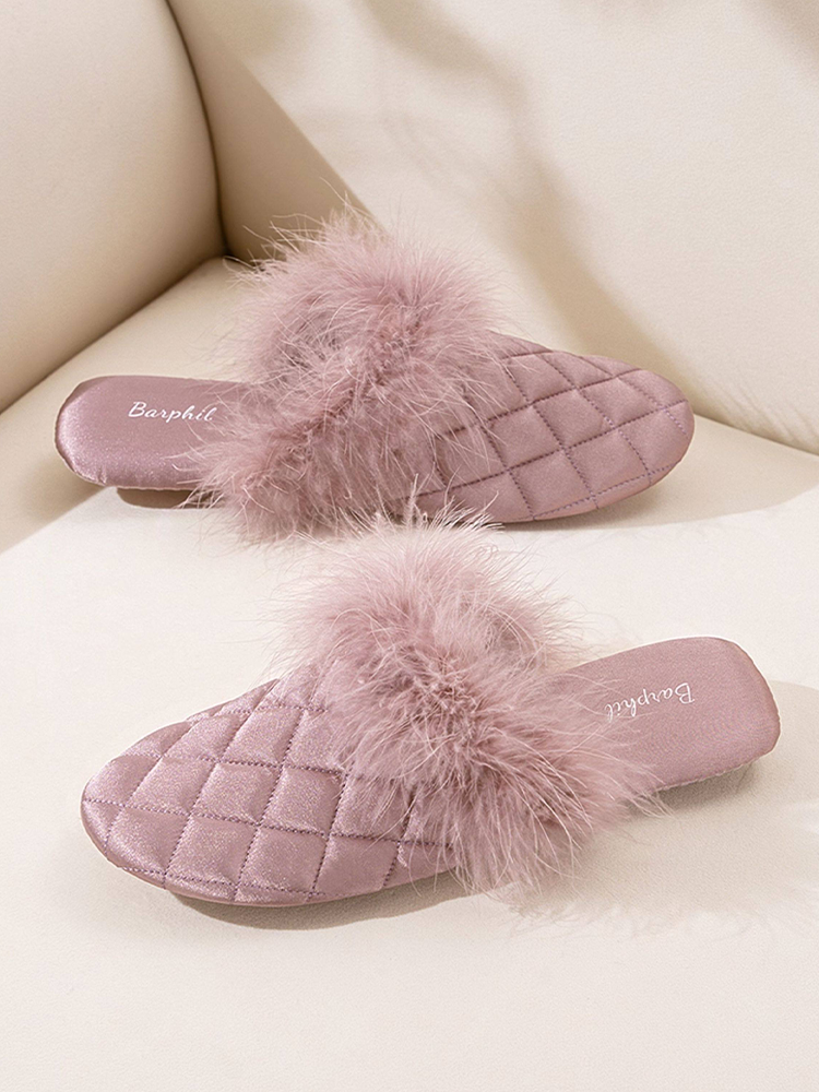 Closed-Toe Fuzzy House Slippers Quiet Indoor Home