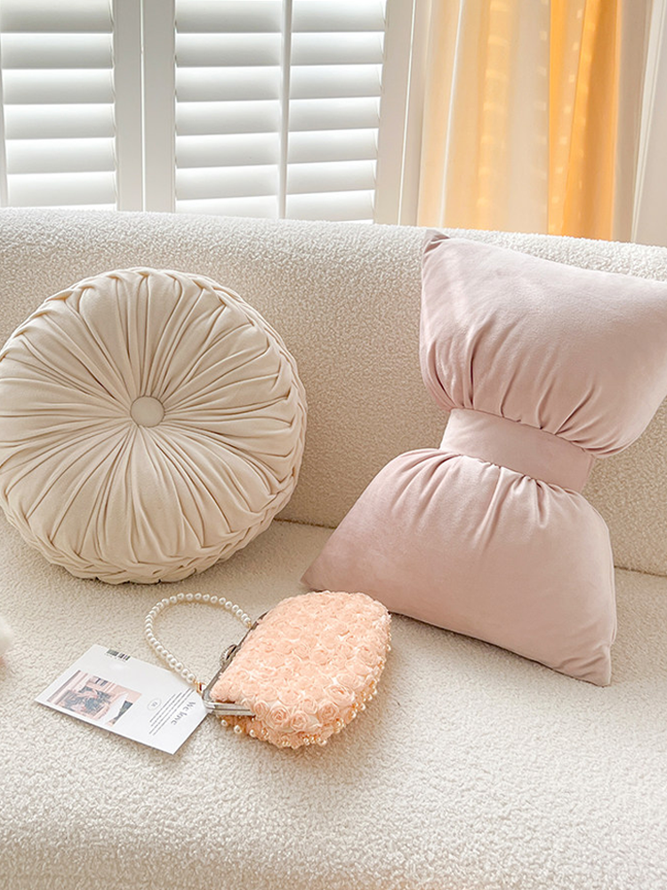 Cute Bow Decorative Pillow Accent Cushion for Living Room