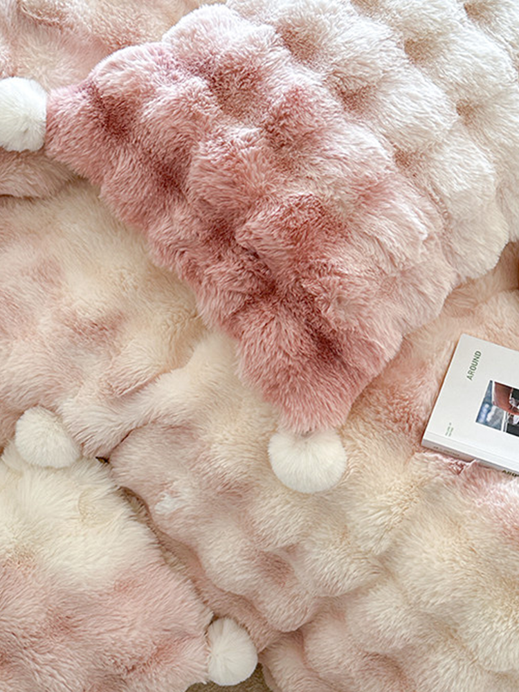 Minimalist Winter Faux Rabbit Fur Bedding Set Flat Sheet