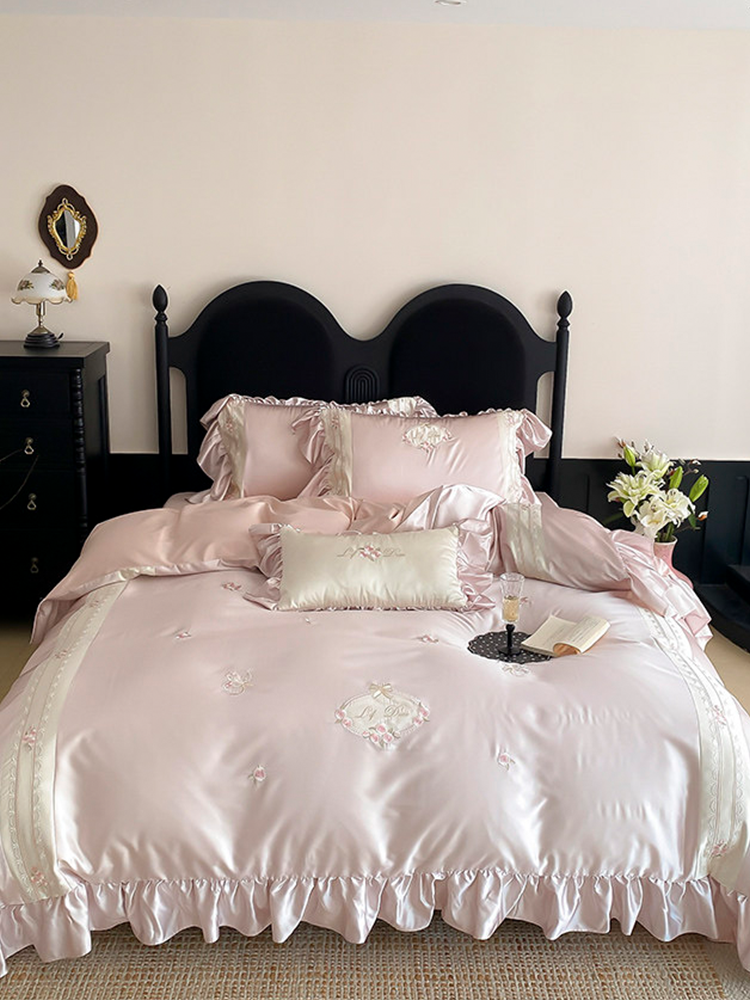 Luxury Long Staple Cotton Bedding Set High Density Silky Flat Sheet