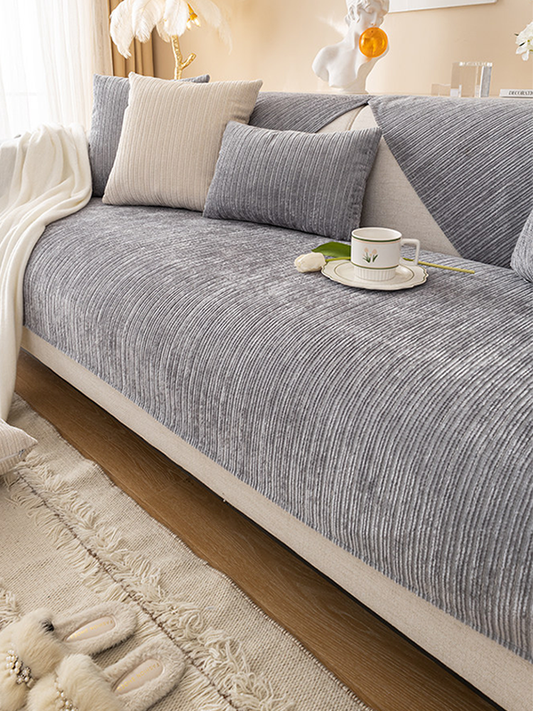 Solid Color Luxury Chenille Sofa Cover Non Slip