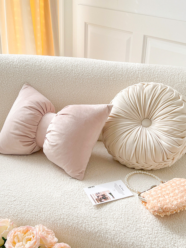 Cute Bow Decorative Pillow Accent Cushion for Living Room