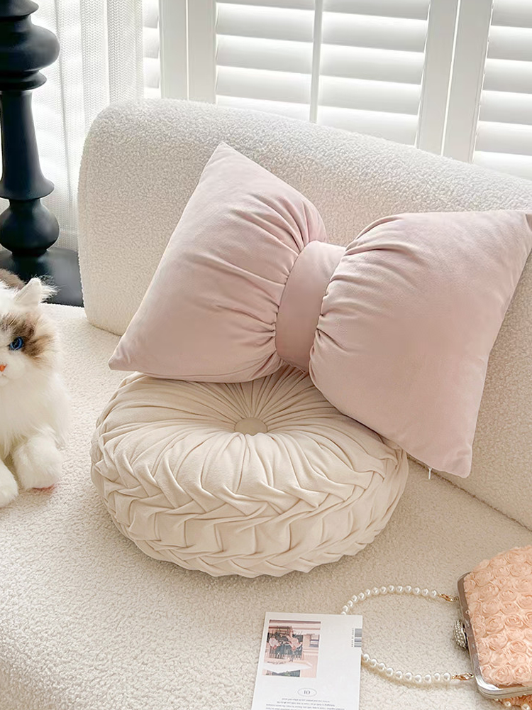 Cute Bow Decorative Pillow Accent Cushion for Living Room