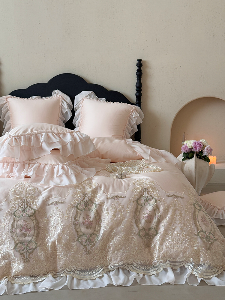 French Vintage Luxury Bedding Set Long Staple Cotton Flat Sheet