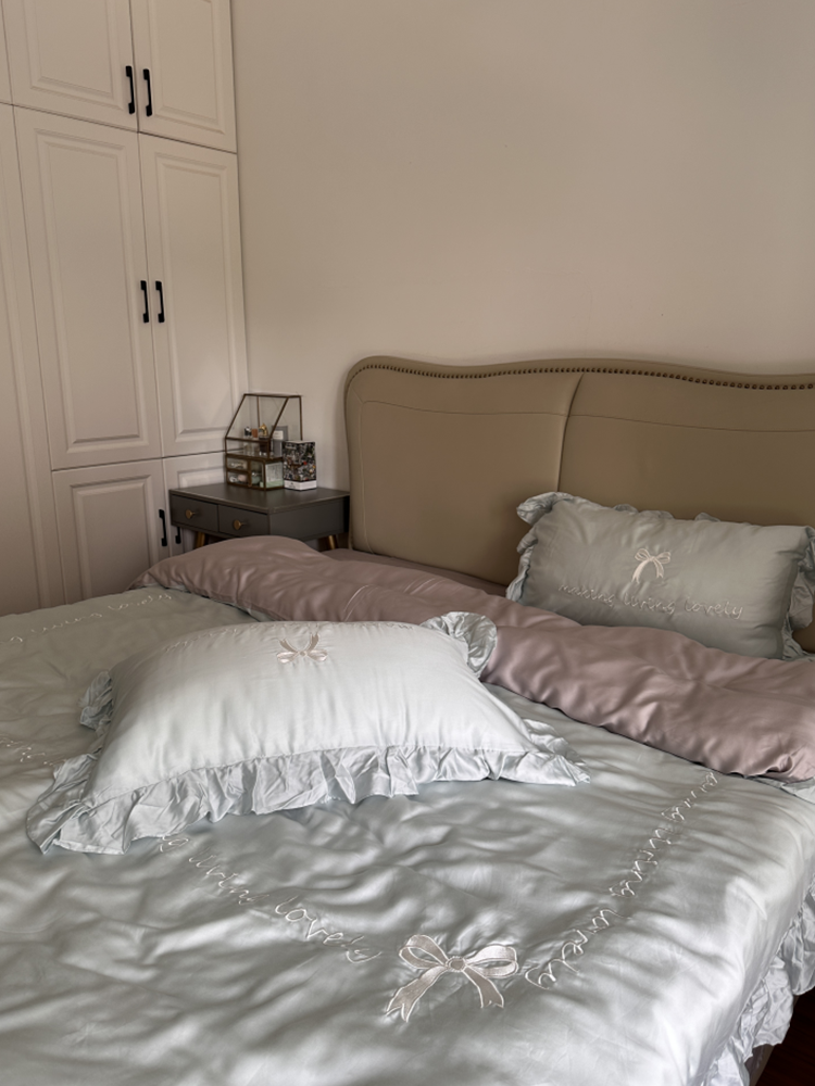 Sweet Bow Lace TENCEL™ Lyocell Bedding Set Flat Sheet