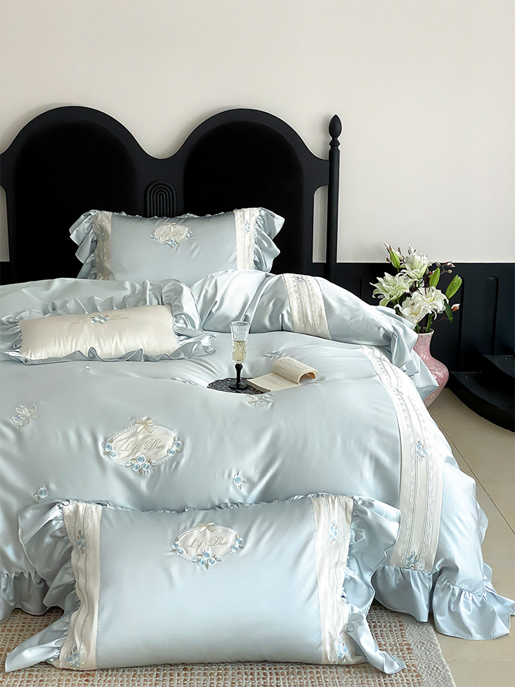 Luxury Long Staple Cotton Bedding Set High Density Silky Flat Sheet