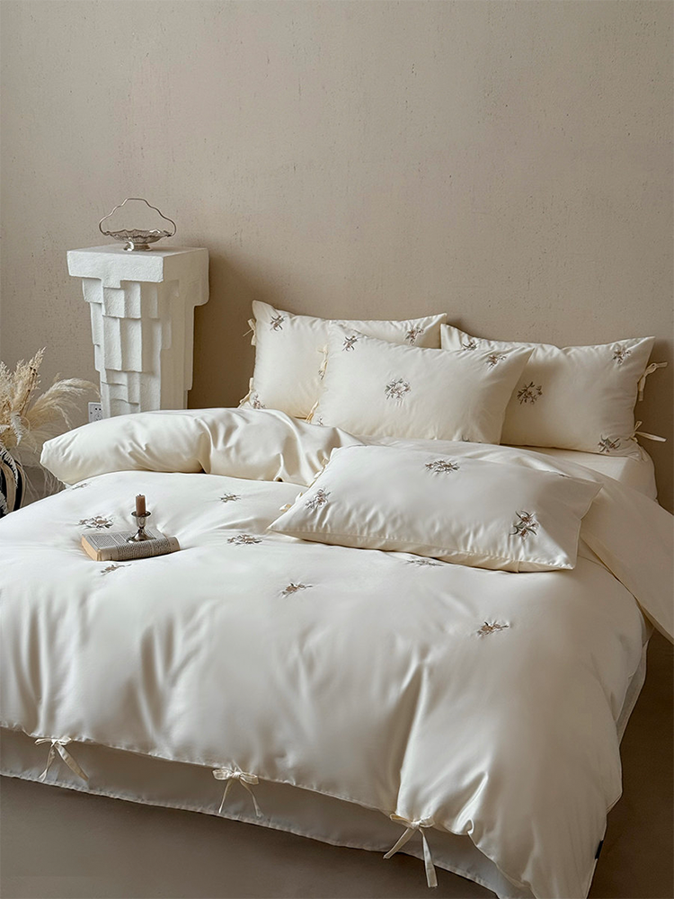 French Light Luxury Long Staple Cotton Bedding Set Elegant Flat Sheet