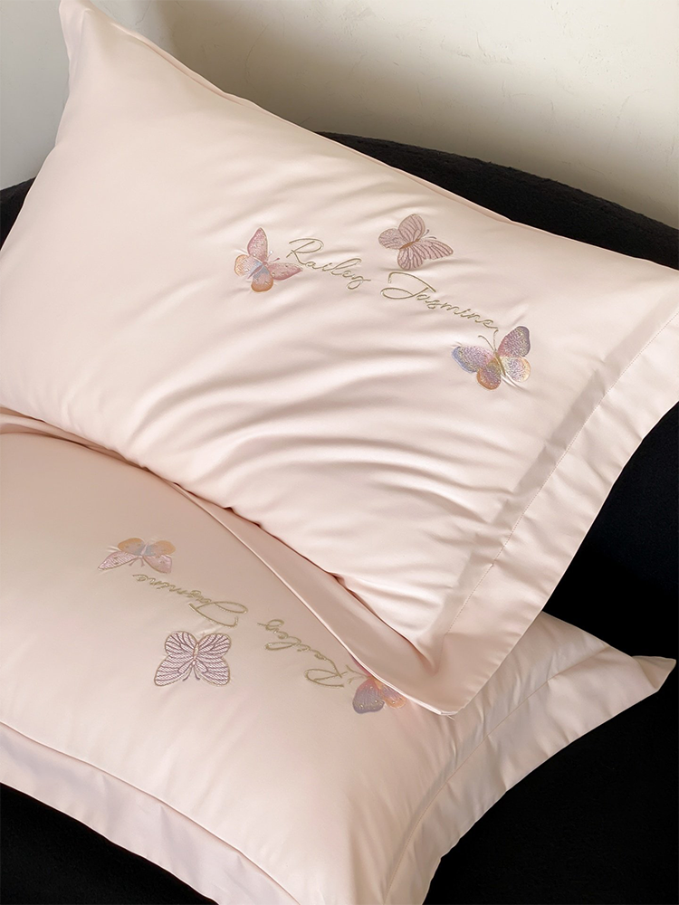 Luxury Brushed Long Staple Cotton Bedding Set Princess Butterfly Fitted Sheet