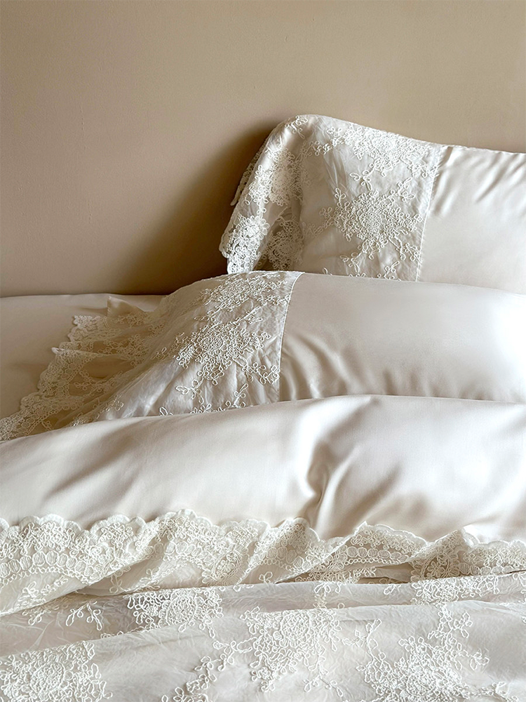 Light Luxury Lace Cotton Bedding Set Long Staple High Thread Flat Sheet
