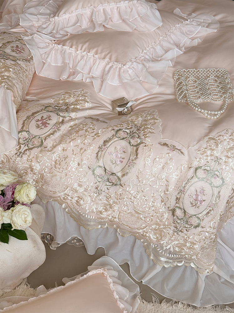 French Vintage Luxury Bedding Set Long Staple Cotton Flat Sheet