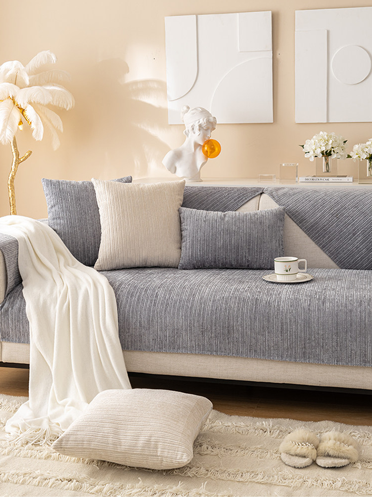 Solid Color Luxury Chenille Throw Pillow Cushion