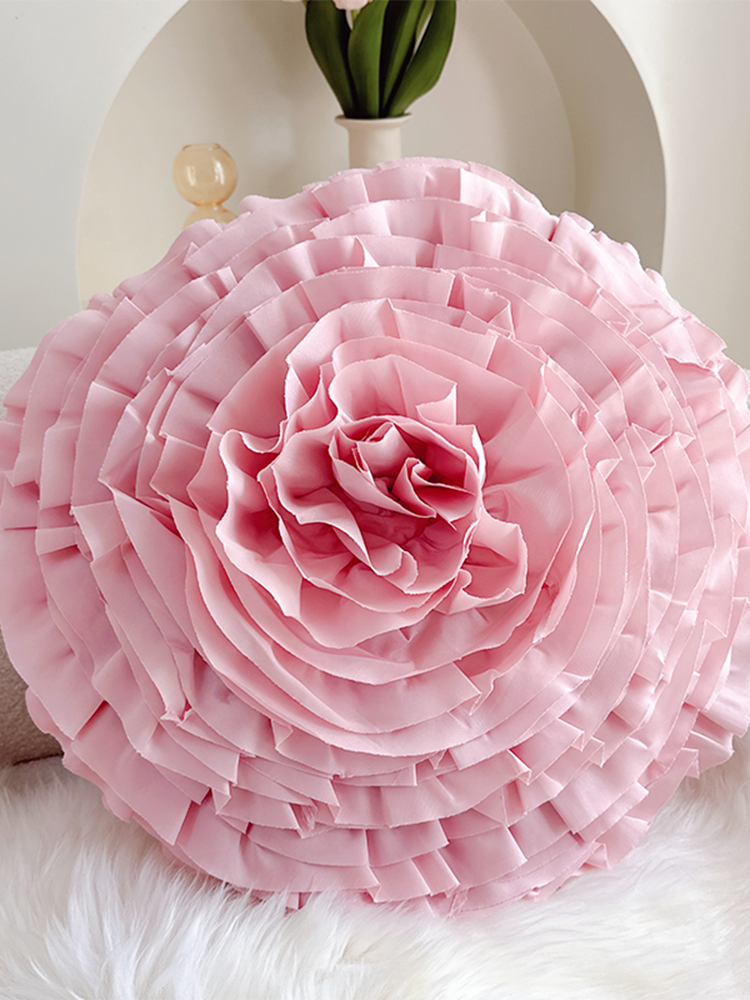 French Pink Velvet Decorative Pillow Cute Accent Cushion