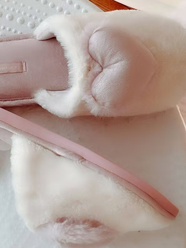 Vintage Closed-Toe Plush House Slippers Thick Sole Non Slip Fall Winter