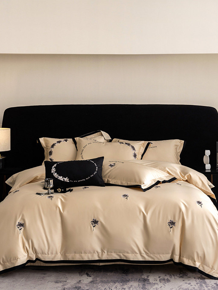 Luxury Long Staple Cotton Embroidered Bedding Set Flat Sheet