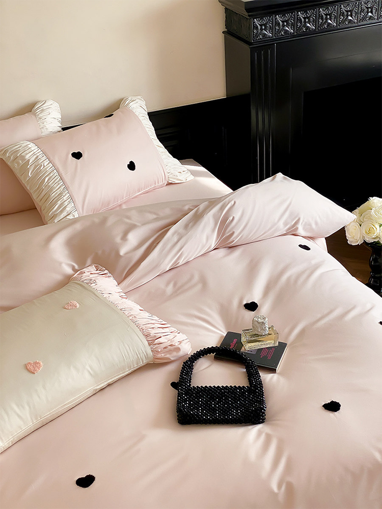 Romantic Long Staple Cotton Bedding Set Silky Premium Flat Sheet