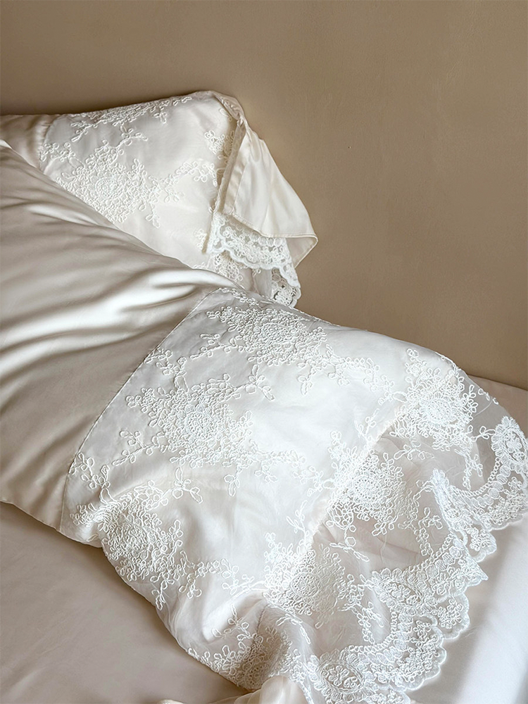 Light Luxury Lace Cotton Bedding Set Long Staple High Thread Flat Sheet