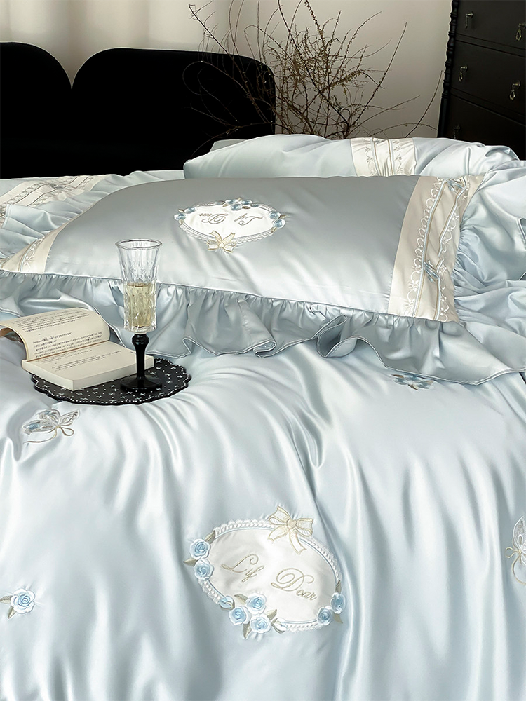 Luxury Long Staple Cotton Bedding Set High Density Silky Flat Sheet