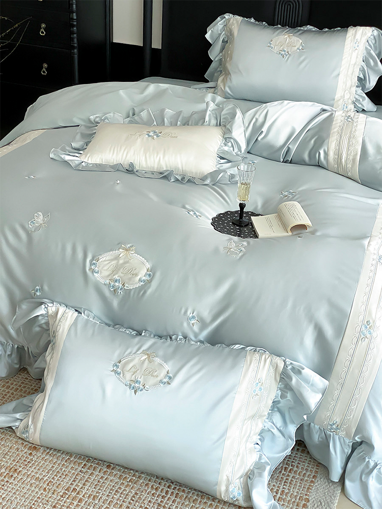 Luxury Long Staple Cotton Bedding Set High Density Silky Flat Sheet
