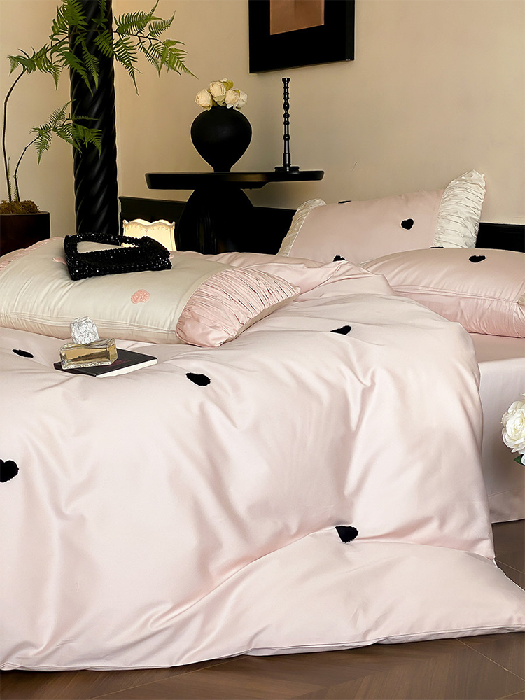 Romantic Long Staple Cotton Bedding Set Silky Premium Flat Sheet