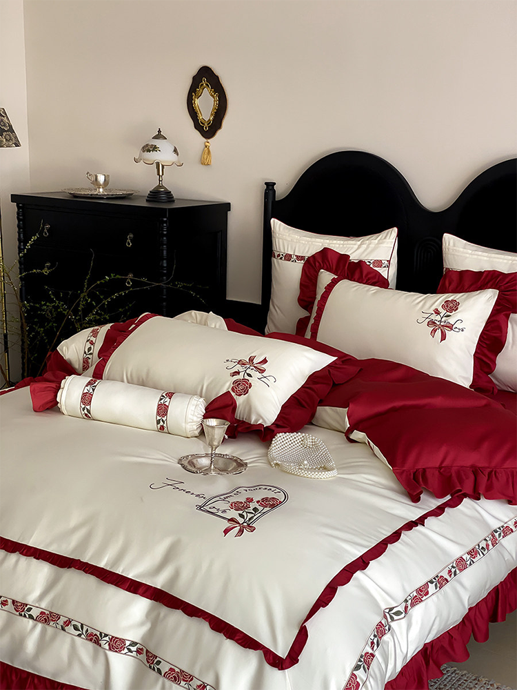 Luxury Princess Bedding Set Long Staple Cotton Flat Sheet