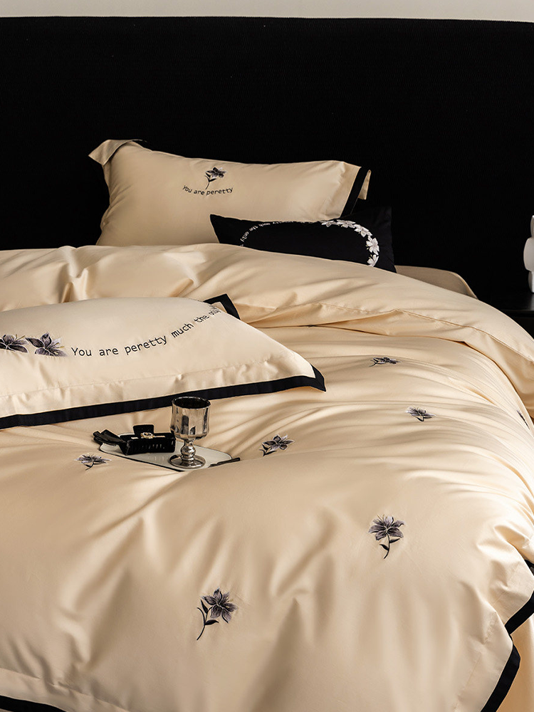 Luxury Long Staple Cotton Embroidered Bedding Set Flat Sheet