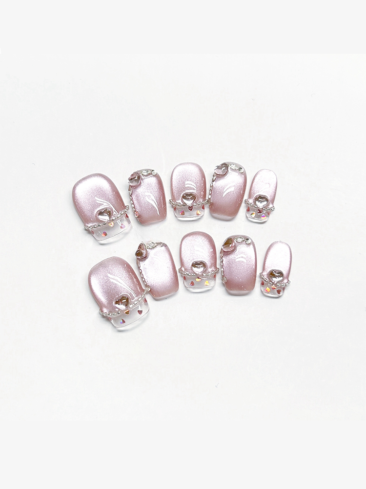 Pink Purple Cat Eye Press-On Nails