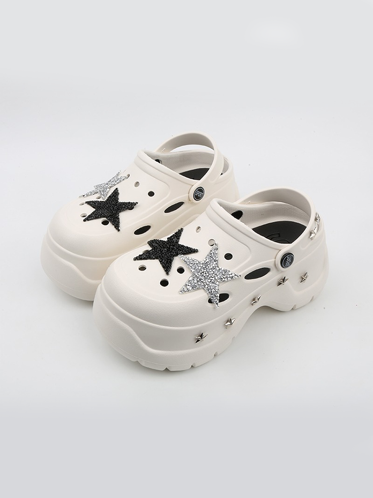 Star Cutout Platform Clog Sandals – Y2K Two-Way Style
