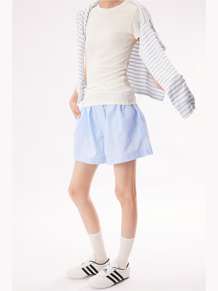 Blue Dual-Waistband Quick-Dry Summer Shorts for Women