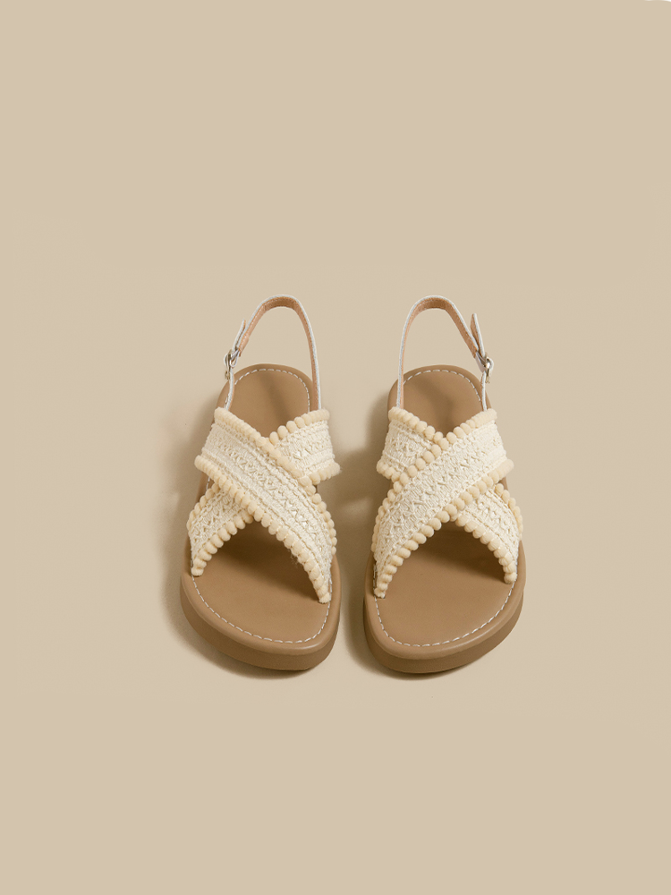 Woven Cross-Strap Vacation Sandals