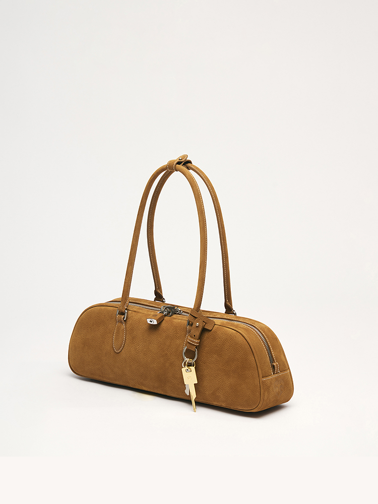 Lychee Leather Baguette Bag