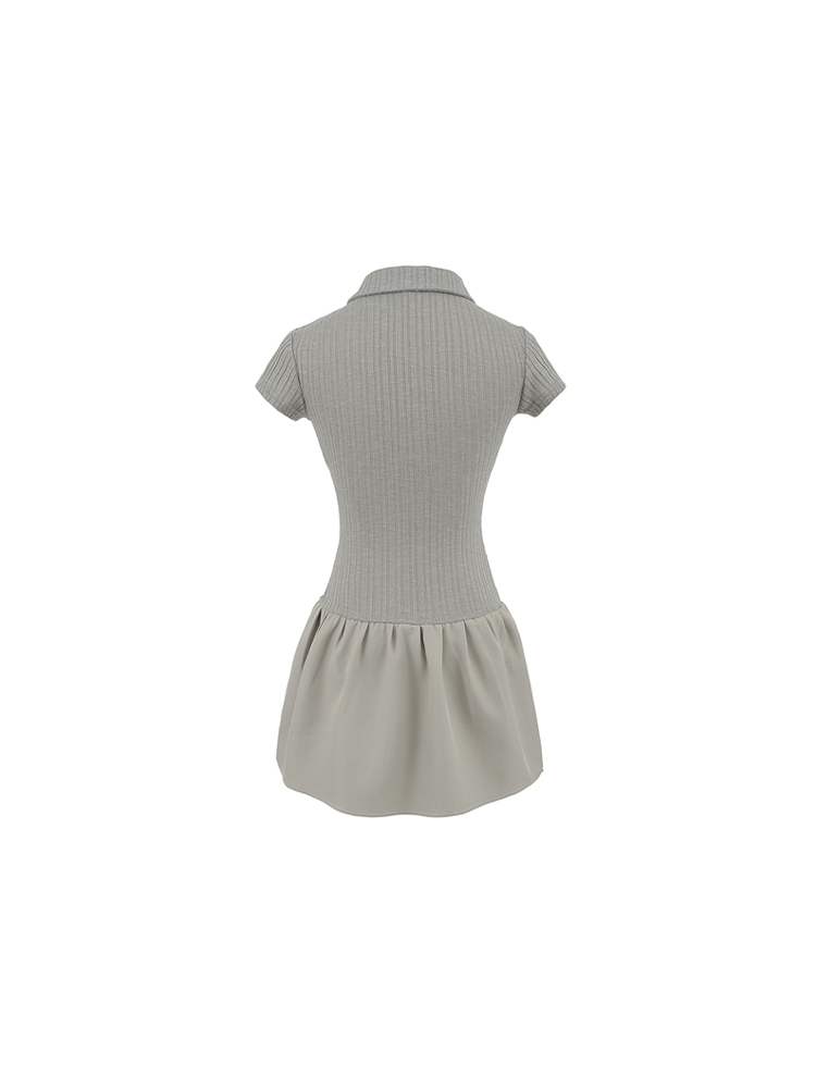 Ballet Style Polo Collar Knit Dress