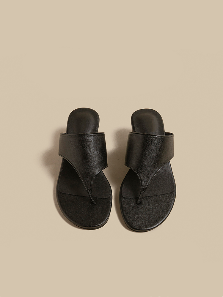 Suede Wedge Toe-Post Sandals