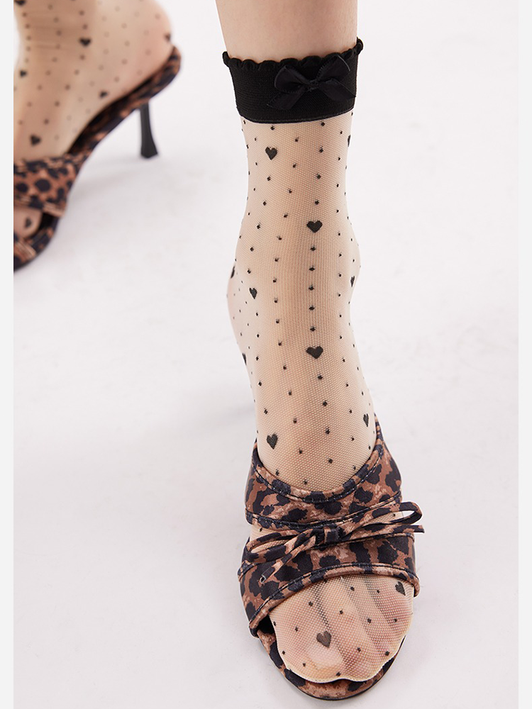 Crystal Sheer Bow Socks