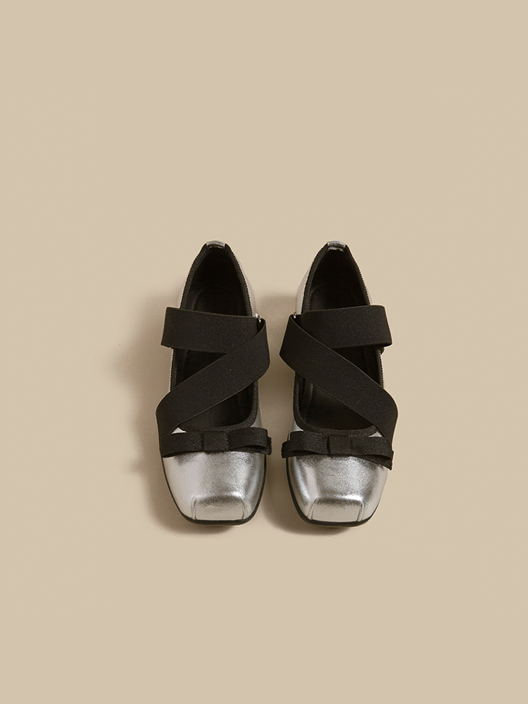 Leather Square Toe Cross-Strap Mary Jane Shoes