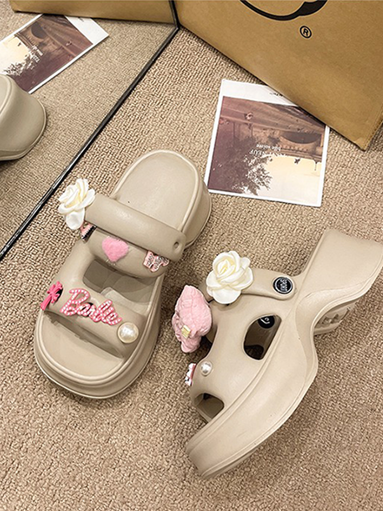 Bow Flower Platform Slides – 2-Way Cute Summer Sandals