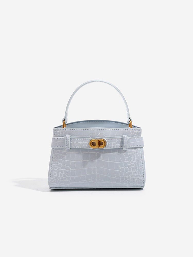 Crocodile Print Leather Kelly Bag