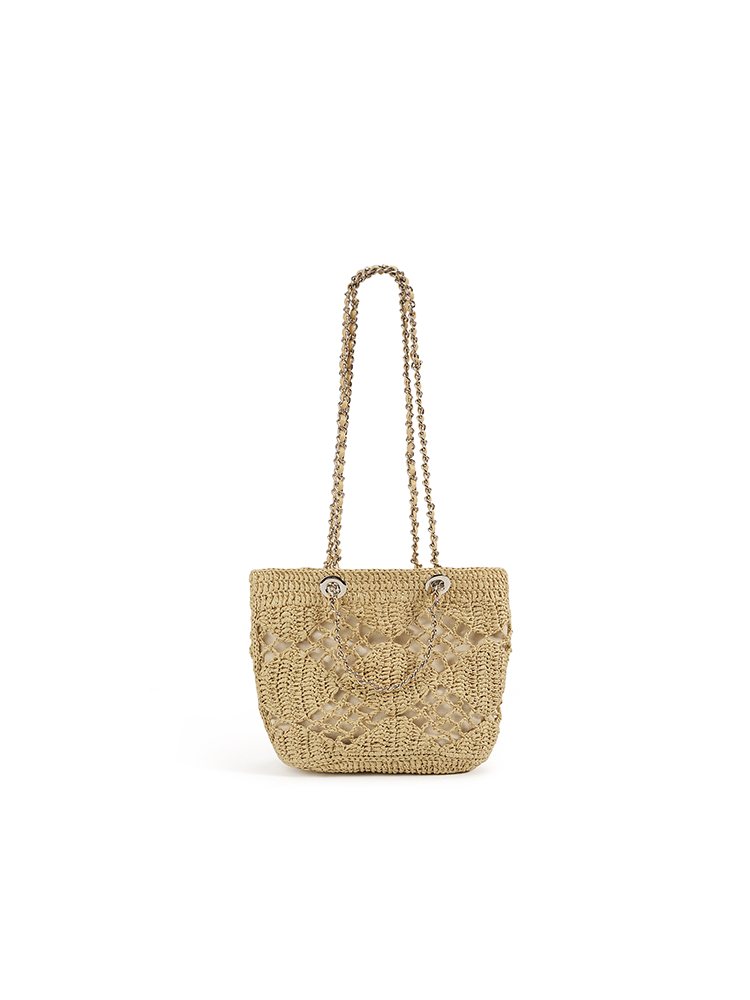 Hollow Woven Bucket Tote Bag
