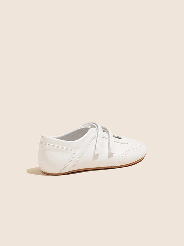 White Leather Hidden Wedge Mary Jane Sneakers
