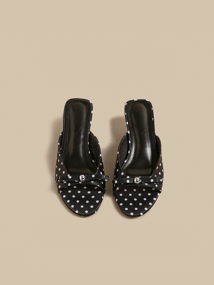 Polka Dot Pointed Toe Bow Sandals